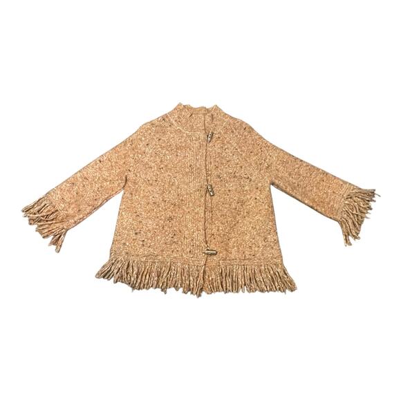 Ruby Rd. Women’s Orange Speckled Fringed Knit Cardigan - Size Medium - Picture 5 of 7